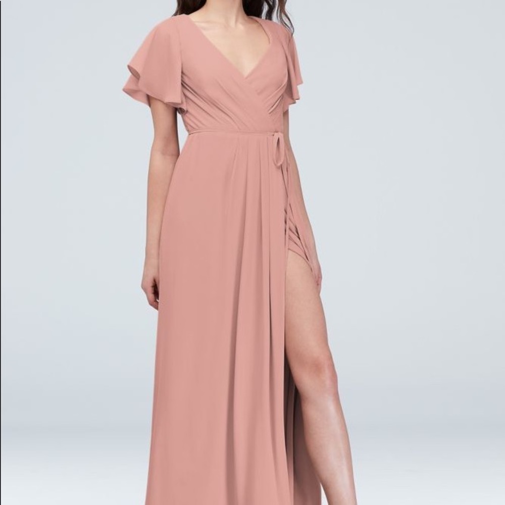 David’s Bridal Flutter Sleeve Wrap Dress